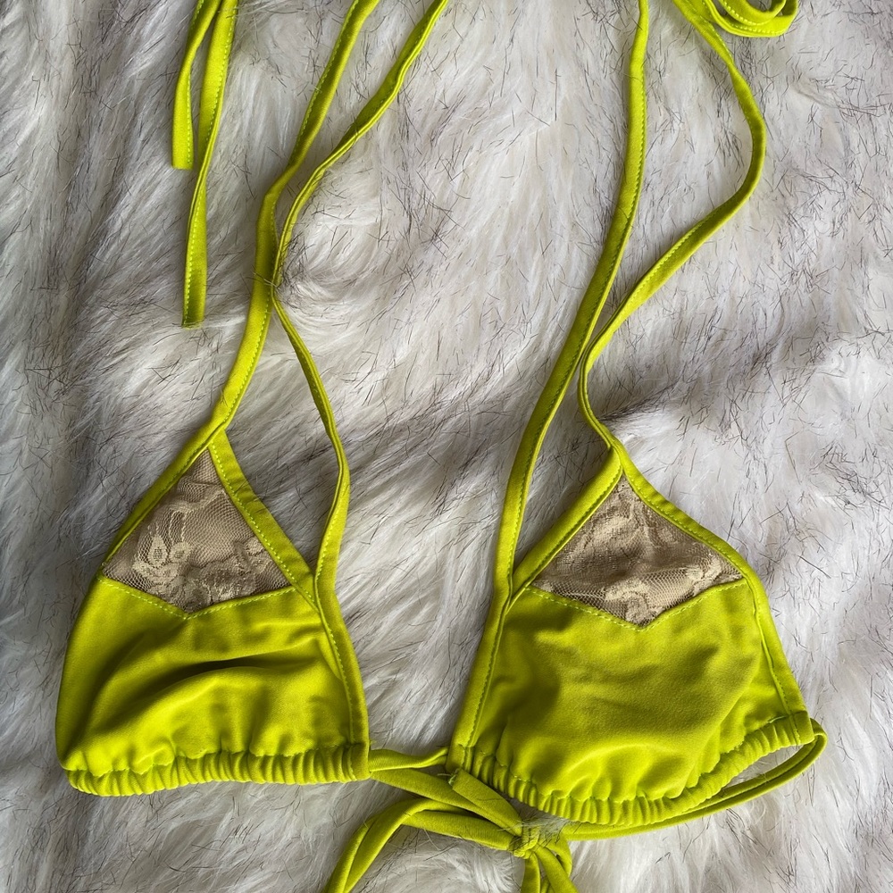 salt swimwear citrus yellow/green strappy triangle bikini top